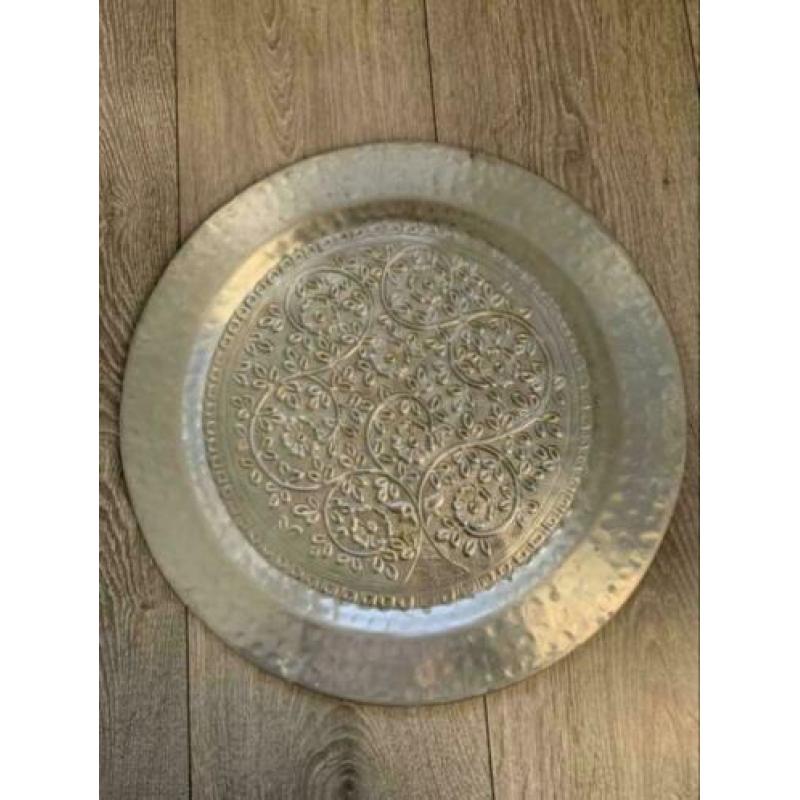 Groot dienblad / schaal zilver 49 cm