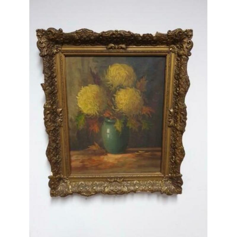 Uitverkoop! Stilleven schilderij met brocante lijst!
