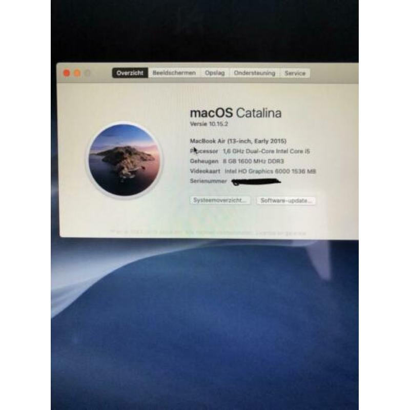 MacBook Air 2015 1,6 dual core i5 8 gb werkgeheugen