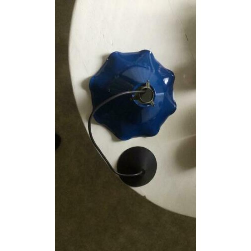 Vintage/retro hanglamp,metaal/email,blauw,curiosa