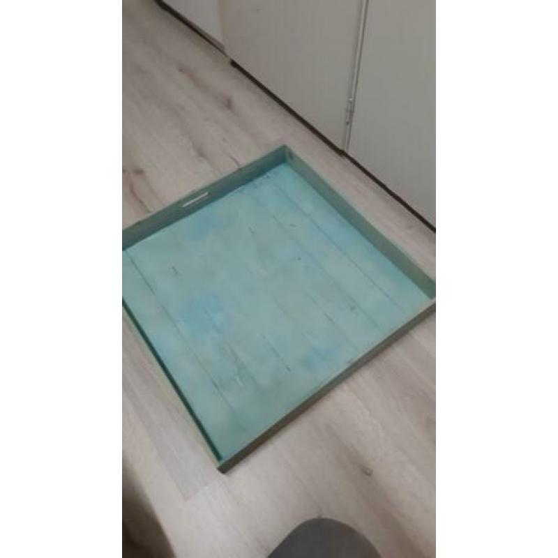 Groot dienblad turkoois 60x60