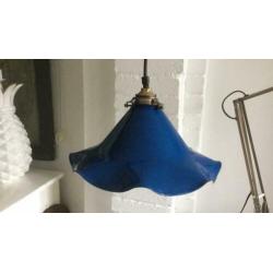 Vintage/retro hanglamp,metaal/email,blauw,curiosa