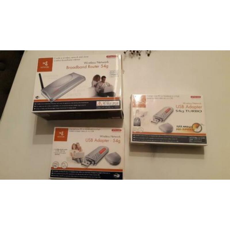 set sitecom wireless broadband router en 2 USB adapter €25