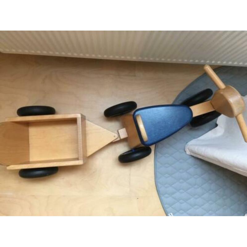 Van Dijk Toys loopfiets en aanhanger hout