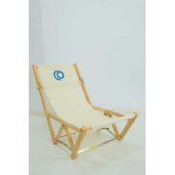 Vintage Arbter design ligstoel fauteuil opvouwbaar hout stof