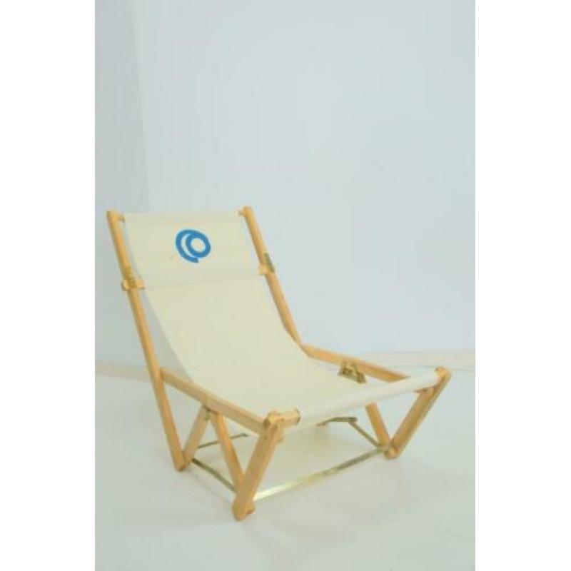 Vintage Arbter design ligstoel fauteuil opvouwbaar hout stof