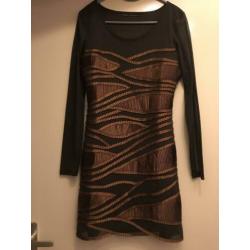 Steps cocktail jurk bruin brons taupe feestelijk s 36 zgan
