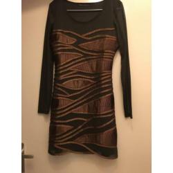Steps cocktail jurk bruin brons taupe feestelijk s 36 zgan