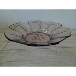 Brocante Lila fruitschaal glas
