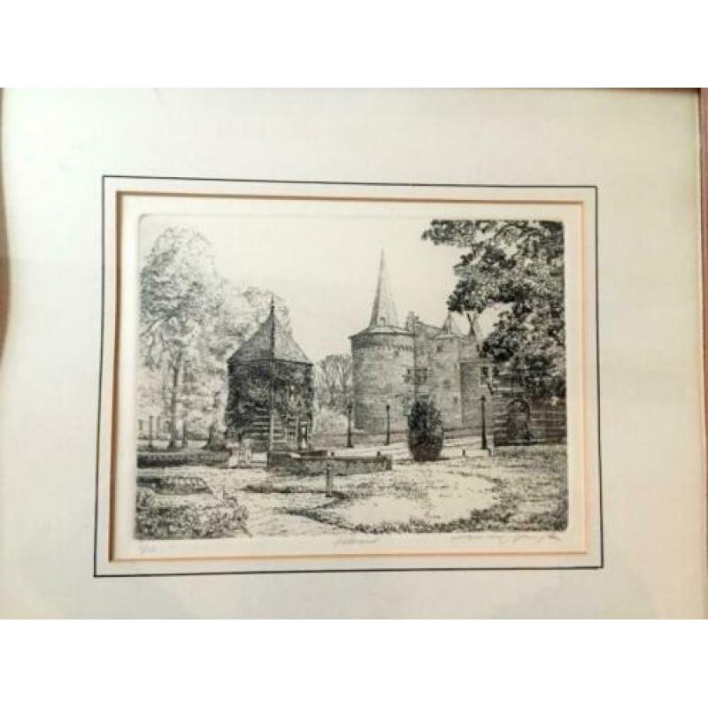 Jan van Rijsewijk - Helmond - Ets, Ingelijst