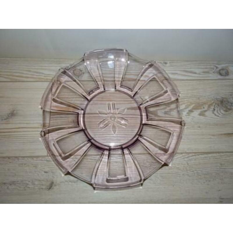 Brocante Lila fruitschaal glas