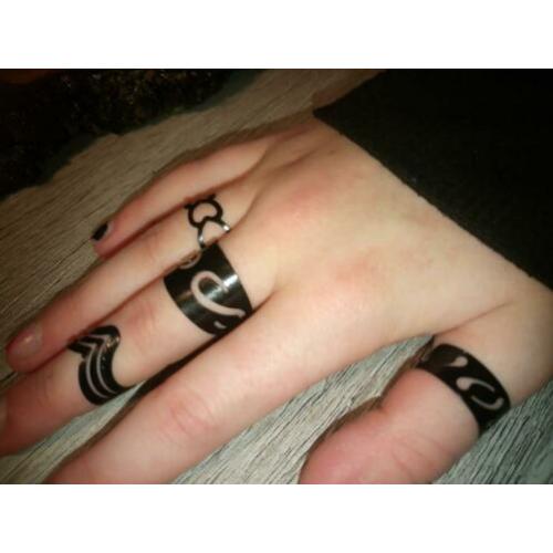 Tattoo ringen 3 stuks nieuw zwart of zilver ring