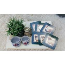 Schapenvacht, dienblaadje met accessoires