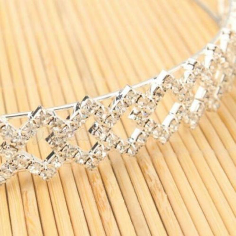 Nieuw! Prachtige kristal Diadeem Kroon Zilver *glinstert! 4
