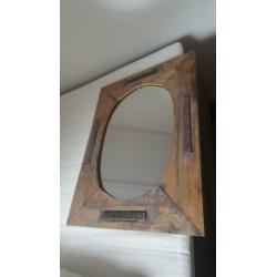 Houten spiegel 60x80cm landelijk sloophout look