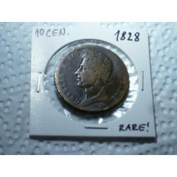 Prachtige grote zeer zeldzaam 10 Centimes 1828, bodemvondst