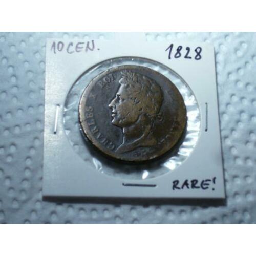 Prachtige grote zeer zeldzaam 10 Centimes 1828, bodemvondst