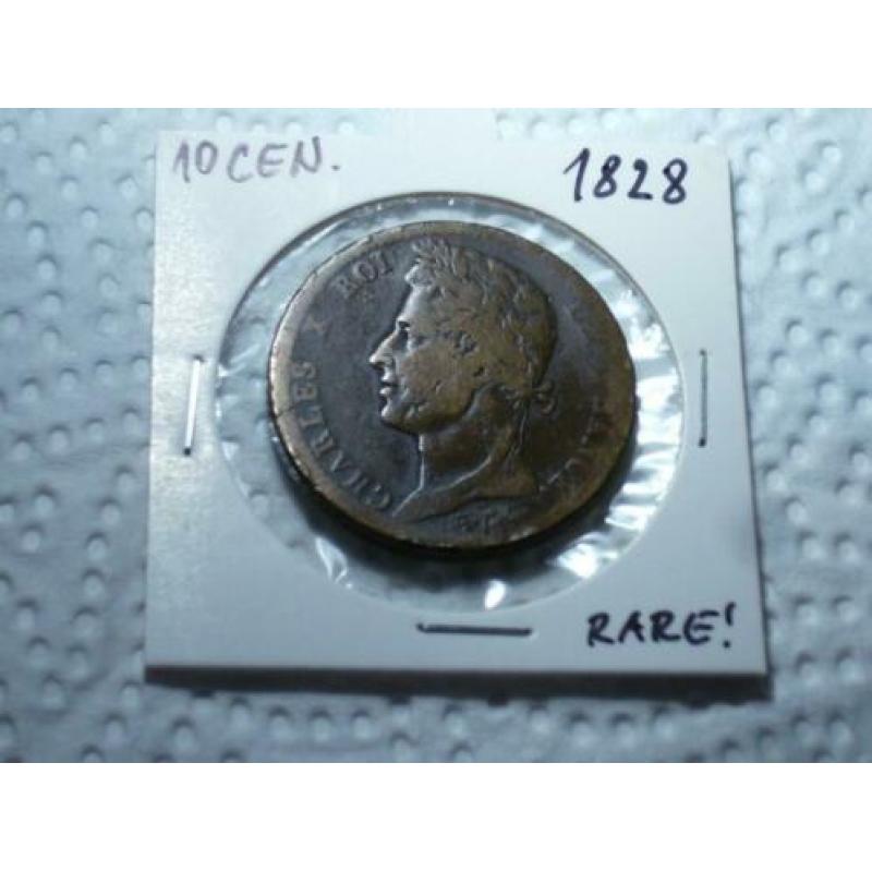 Prachtige grote zeer zeldzaam 10 Centimes 1828, bodemvondst