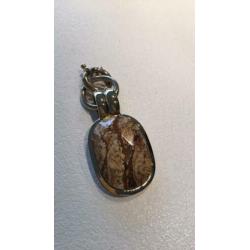 Dyrberg kern set: ketting 80 cm met xxl hanger bruine agaat