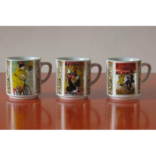 Set van 3 retro vintage porseleinen Monopoli Italy mokken