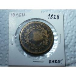 Prachtige grote zeer zeldzaam 10 Centimes 1828, bodemvondst