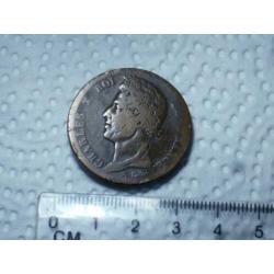 Prachtige grote zeer zeldzaam 10 Centimes 1828, bodemvondst