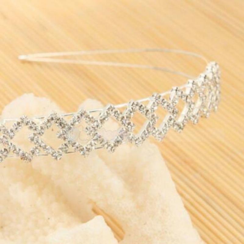 Nieuw! Prachtige kristal Diadeem Kroon Zilver *glinstert! 4