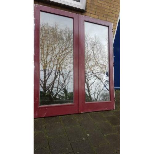 Zware hardhouten tuindeuren in perfecte staat met dubbelglas
