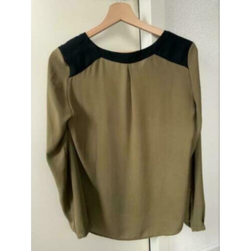 Mango groene blouse/ tuniek met zwart detail maat S