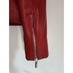 Leren damesjack kort rood mt 38. Nieuw