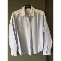 MAISON SCOTCH BLOUSE blauw/wit streepje maat M