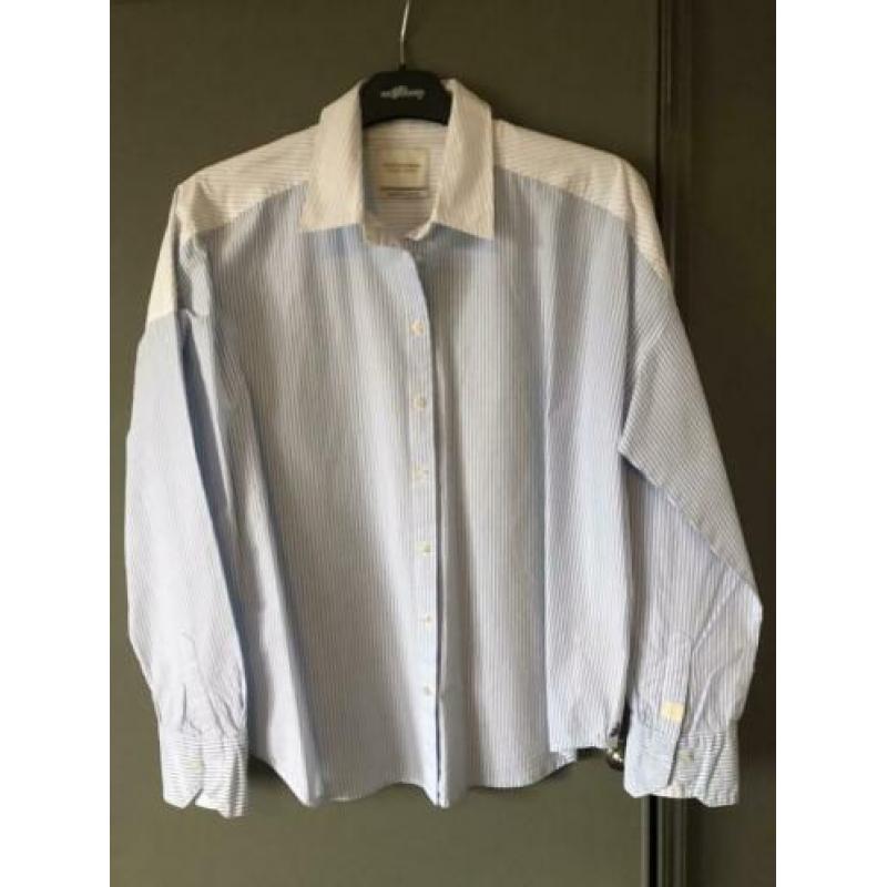 MAISON SCOTCH BLOUSE blauw/wit streepje maat M
