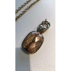 Dyrberg kern set: ketting 80 cm met xxl hanger bruine agaat