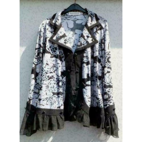 EMOTIONS CREATIV zwart/wit roezel/glimmers vest mt 44