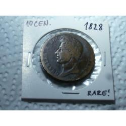 Prachtige grote zeer zeldzaam 10 Centimes 1828, bodemvondst