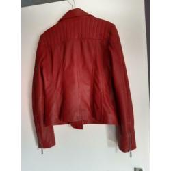 Leren damesjack kort rood mt 38. Nieuw