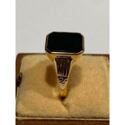 18 karaat gouden vintage zegelring, onyx.