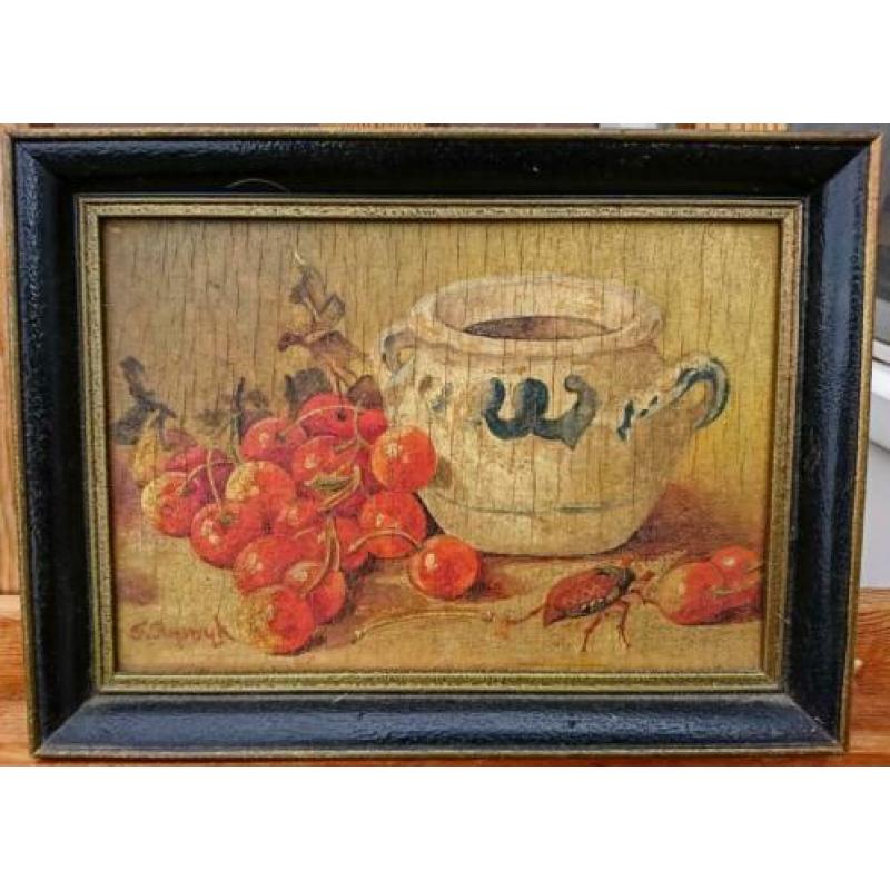 ~1900 Stilleven met fruit en kakkerlak, ges. v. Rijswijk