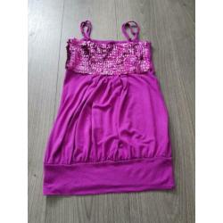WNDR GIRLS fuchsia top met pailletten maat 122/128 (PB256)