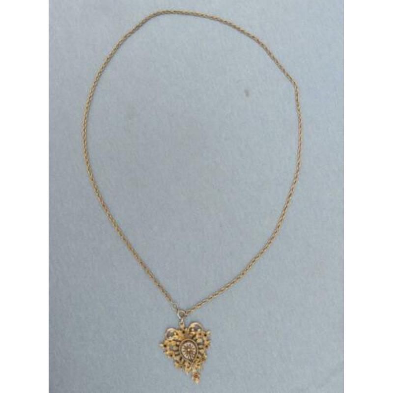 Antieke hanger met inleg aan ketting – ca. 1900
