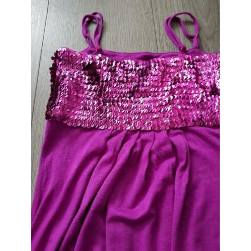 WNDR GIRLS fuchsia top met pailletten maat 122/128 (PB256)