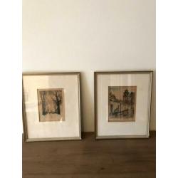 Twee gesigneerde antieke etsen