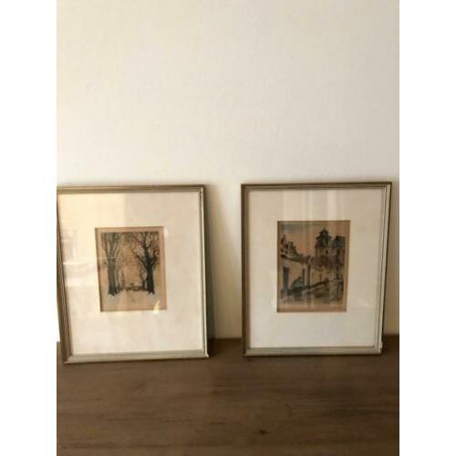 Twee gesigneerde antieke etsen
