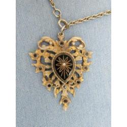 Antieke hanger met inleg aan ketting – ca. 1900