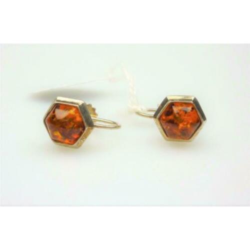 Opruiming Schroef oorbellen zilver&amber / Z4935
