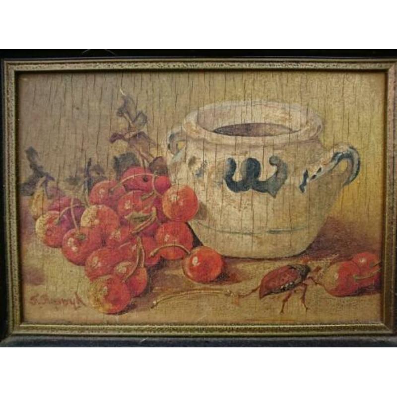 ~1900 Stilleven met fruit en kakkerlak, ges. v. Rijswijk