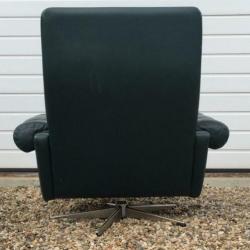 Jaren 70 vintage groen lederen draai fauteuil