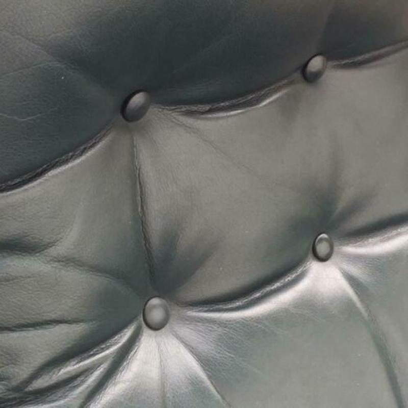Jaren 70 vintage groen lederen draai fauteuil