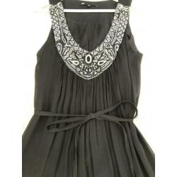 Ibiza boho aztec jurk met kraaltjes. Zwart. maat S