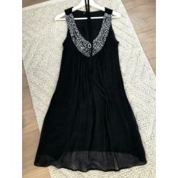 Ibiza boho aztec jurk met kraaltjes. Zwart. maat S